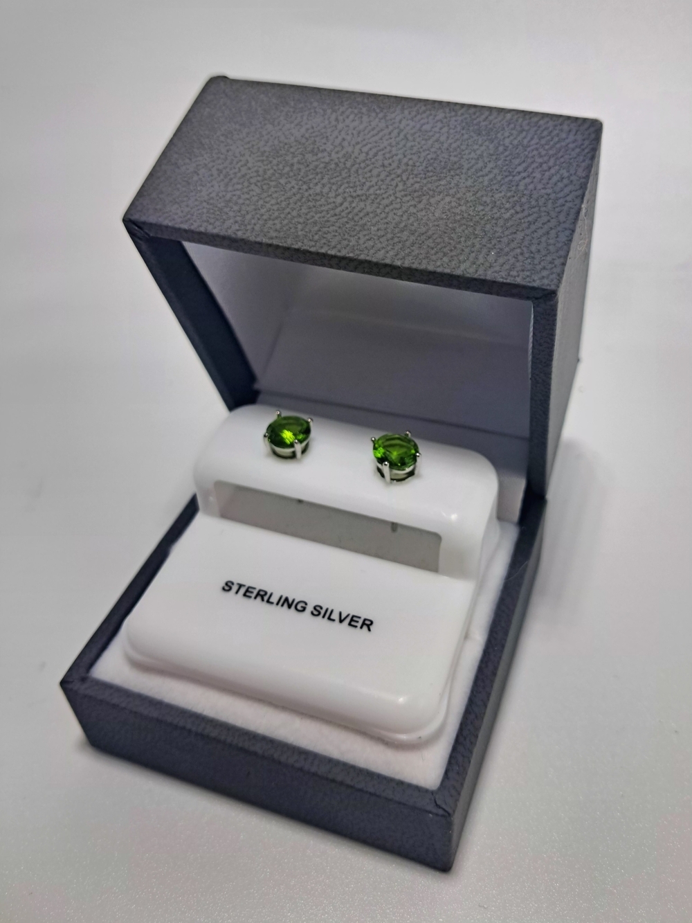 925 Sterling Silver Green Moissanite Stud Earrings